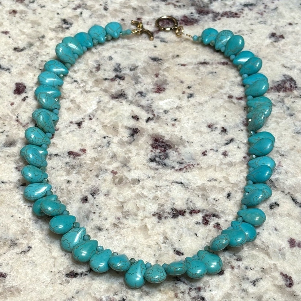 Handmade Blue Teardrop Turquoise Necklace - Picture 3 of 6
